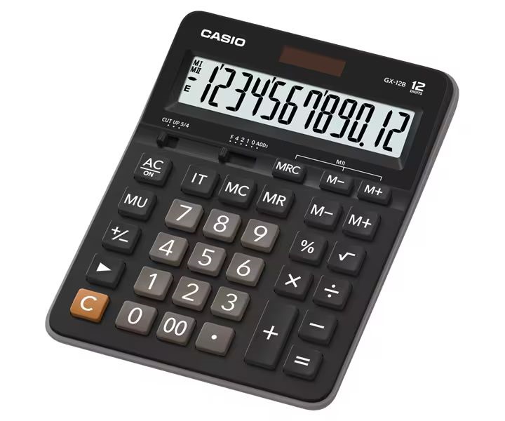 Калькулятор настільний 12 розрядів чорний Casio (GX-12B-W-EC)